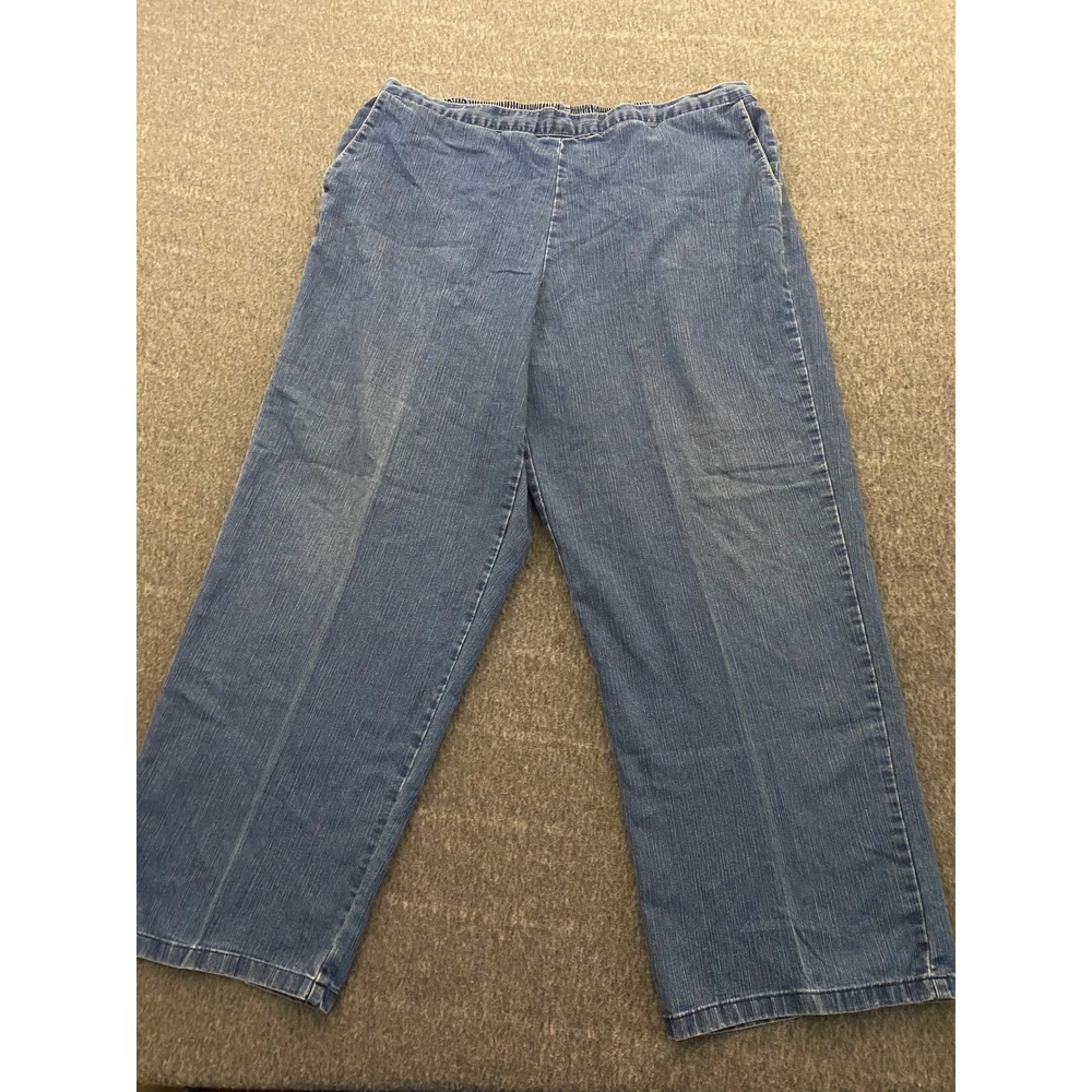 Alfred Dunner Womens Blue Denim Pull On Elastic Waist Straight Leg Pants Size 18 - Picture 1 of 10